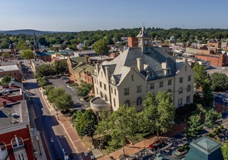 Aerial view main Winchester Police building in Winchester VA